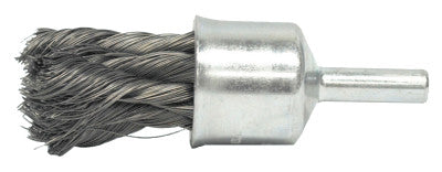 Weiler® Knot Wire End Brushes, Steel, 20000 rpm, 1/2in Dia, 1 1/8 in x .014 Trim, 10217