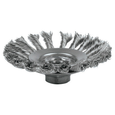 Weiler® Knot Wire Bevel Wheel, 4 1/2 in D x 3/8 in W, .02 in Stainless Steel, 12,500 rpm, 13486