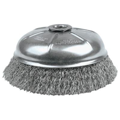 Weiler® Crimped Wire Cup Brush, 6 in Dia., 5/8-11 UNC Arbor, .02 in Stainless Steel Wire, 14166