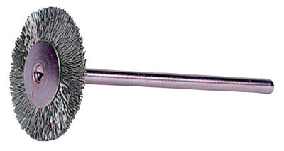 Weiler® Miniature Stem-Mounted Wheel Brush, 3/4 in Dia., 0.003 in Steel Wire, 37,000 rpm, 26000