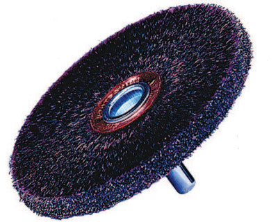 Weiler® Polyflex® Stem-Mounted Conflex Brush, 3 in D x 1/4 in W, .008 Steel, 20,000 rpm, 35310