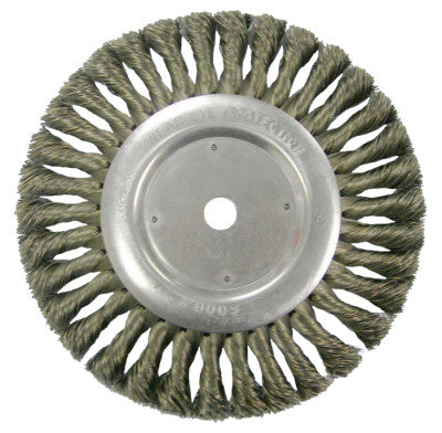 Weiler® Vortec Pro Knot Wire Wheel, 8 in Dia, .014 in Carbon Steel Wire, 6,000 rpm, 36028
