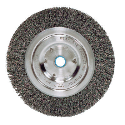 Weiler® Wolverine Crimped Wire Wheel, 6 in dia, Narrow, .014 in Stainless Steel Wire, 6,000 RPM, 36201