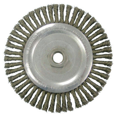 Weiler® Vortec Pro Knot Wire Wheels, 5 in D, 0.02 in Carbon Steel Wire, 12,500 rpm, 36295