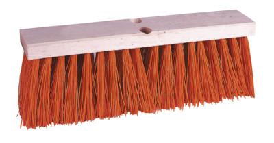 Weiler® Street Brooms, 24 in Hardwood Block, 5 1/4 in Trim L, Orange Polypropylene Fill, 42055