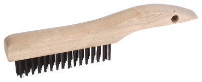 Weiler® Shoe Handle Scratch Brushes, 10 in, 2X17 Rows, Stainless Steel Wire, Wood Handle, 44062