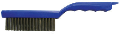 Weiler® Shoe Handle Scratch Brushes, 11 in, 4X16 Rows, Stainless Steel Wire, Plastic Handle, 44299