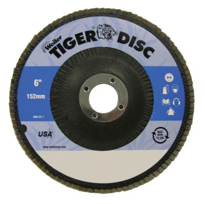 Weiler® Tiger Disc Abrasive Flap Discs, 6 in,80 Grit, 7/8 Arbor, 10,200 rpm, 50651