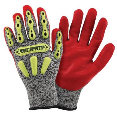 West Chester Synthetic Leather Palm Gloves, Small, Gray Shell, Red Palm, Elastic, Unlined, 713SNTPRG/S