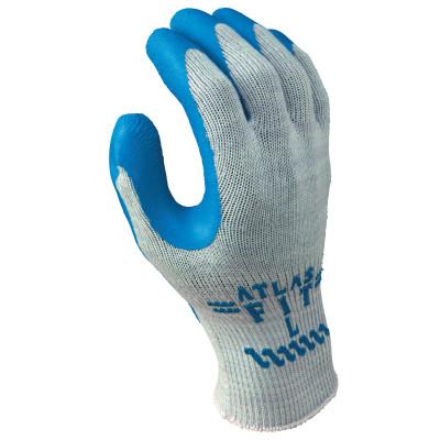 SHOWA® Atlas Fit 300 Rubber-Coated Gloves, Large, Blue/Gray, 300L-09