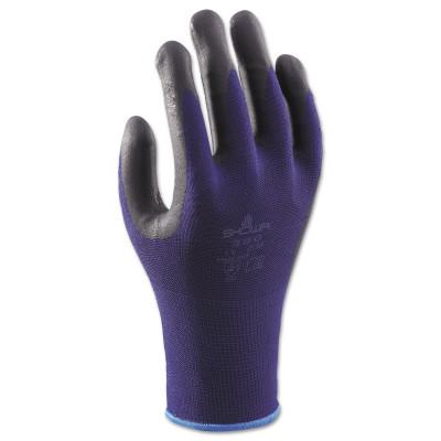 SHOWA® Coated Gloves, 10 in L, Size M, Black/Blue, 382M-07