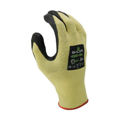 SHOWA® 4561 Foam Nitrile Palm Coated Gloves, Large, Yellow/Black, 4561L-08