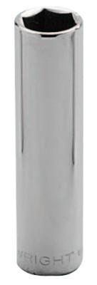 Wright Tool 1/4" Dr. Deep Sockets, 1/4 in Drive, 7/16 in, 6 Points, 2514
