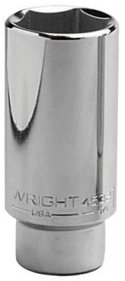 Wright Tool 1/2" Dr. Deep Sockets, 1/2 in Drive, 1 1/8 in, 12 Points, 4636