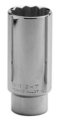 Wright Tool 1/2" Dr. Deep Sockets, 1/2 in Drive, 1 in, 12 Points, 4632