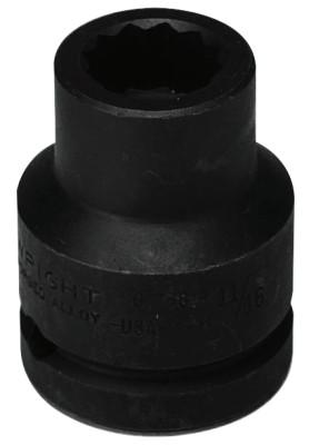 Wright Tool 3/4" Dr. Standard Impact Sockets, 3/4 in Drive, 1 in, 12 Points, 67H32
