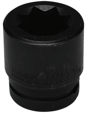 Wright Tool 8 Point Double Square Impact Railroad Sockets, 1 in Drive, 2 3/16 in, 8 Points, 8817