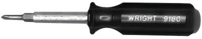 Wright Tool Four-Way Screwdrivers, #1; #2, 3/16 in; 5/16 in Tip Width, 7 1/2 in Length, 9180
