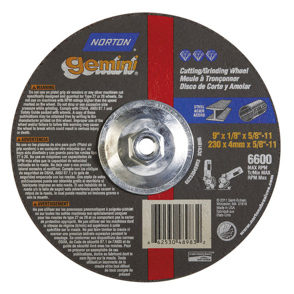 Norton Gemini 9" Depressed Center Wheel - AMMC