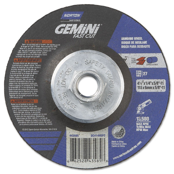 Norton Gemini FastCut 4-1/2" Depressed Center Wheels (Box of 10) - AMMC