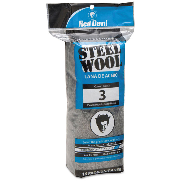 Red Devil Steel Wool Coarse #3 (Package of 16) - AMMC