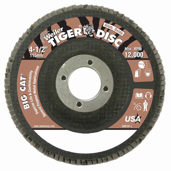 Weiler Big Cat High Density 4-1/2" Alumina Flap Discs - AMMC