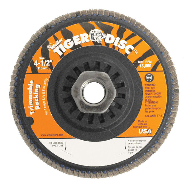 Weiler 4-1/2" Trimmable Tiger Flap Disc - AMMC